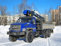 Special purpose vehicle with hydraulic loading crane of MKMA type on the base of URAL 4320 and its modifications U0K07N-UA