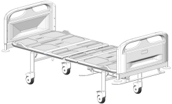 KF2-01-"MSC" (MSC-4102P) - Functional bed, on wheels, plastic backrests, plastic bed, pneumatic regulation of sections.