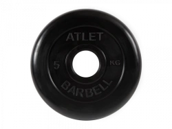 MB-AtletB51-5 Athlete rubber disc, black, 51 mm, 5 kg