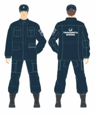 Men's suits (jacket, trousers) for protection against mechanical effects and general industrial pollution of departmental worker