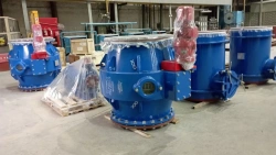 Equipment of condenser ball cleaning system (BCS) consisting of: water treatment filter FSP, ball introduction unit, ball trap