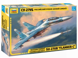 Assembled model Russian Su-27UB combat trainer aircraft