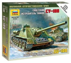 Assembled model Soviet tank fighter SU-100