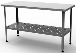 Production-cutting table without sides, perforated shelf SRP-0-0,8/1,8-PR