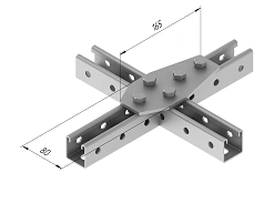 Plate 5 holes SMA 611, with overall dimensions 80x165 mm, metal thickness 5,0 mm, stainless steel grade AISI 304.