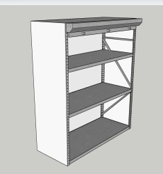 Medium-weight stationary metal structure with reinforced shelves, closed with metal roller shutters.Dimensions - W1
