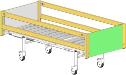 KF0-01-"MSC" (MSC-6101L) - General hospital bed with a headrest, on wheels, complete with slatted side barriers made of ma