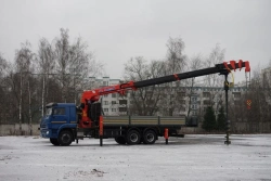 Special purpose vehicle with KMA type hydraulic loading crane on the basis of KAMAZ 65117 and its modifications 64K32N-UF