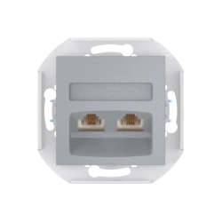 CADUCEUS ALING PRESTIGE Flush-mounted double telephone socket 2xRJ12 6P4C, silver, art. 6013.S (mechanism)