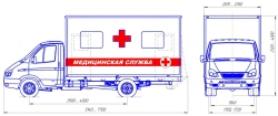 Medical service van on chassis of vehicles type 27191 of modification 27191Z on the basis of GAZ modification vehicle