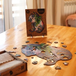 Puzzles, educational puzzles of wooden materials, coloured, without mechanisms, "UNIDRAGON"