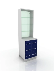 Display case with drawer, 301-001-3, 600x600x2100