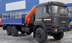 Flatbed truck model 677516 with CMU (INMAN IT150 JSC) on URAL 4320 chassis