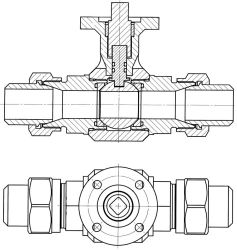 Electrically actuated socket-nipple ball valve ?? DN 10-50 PN 1,6-25 MPa