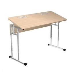 Double student desk with adjustable tilt angle and table top height 4