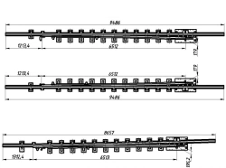 Frame rail with shackle of P65 type 1/9 grade 1580.01.010/01/02/03/08/09; 1580.01.020/01/02/03/08/09 project
