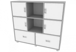 Single-sided shelving unit (4 fronts and 2 drawers) 1189x380x1104 mm (WxHxH)