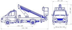Means of transport equipped with lifts with working platforms R180T, VA180T Velmash-S type 27192 of modification 27192N on bases