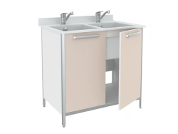 Table-bench with double sink STM-2 from a set of furniture for clinical diagnostic laboratories according to TU 9452-013-1330503