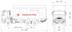Medical service van on the chassis of vehicles type 57564 of modification: 57563Z on the basis of KAMAZ chassis of modification