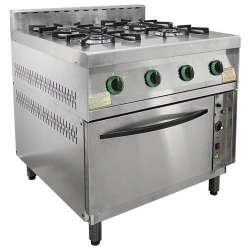 4-burner gas cooker with griddle PG-4D-01 (840x850 (895)x860 (960) mm, 20 kW, 220 V).