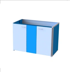 Laboratory cabinets built-in (floor standing) with hinged metal doors