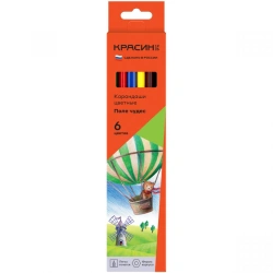 Coloured pencils Krasin "Field of Miracles", 6-colour, three-coat, sharpened, cardboard package