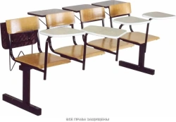 Stationary chair section with folding seats and lecterns