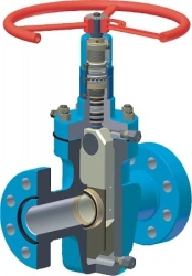Full bore straight gate valves with single plate gate valve, type ZMS. DN 50-180mm, PN 14-105 MPa