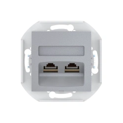 CADUCEUS ALING PRESTIGE Flush-mounted double computer socket with Keystone RJ45 8P8C cat.5e FTP modules, silver, art.