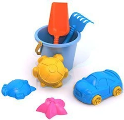 Sand Set #35 (Sea moulds, car, bucket, rake, scoop)