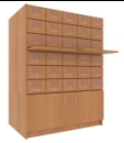 Catalogue cupboard, 2-module, 30 drawers (5x6), on pedestal