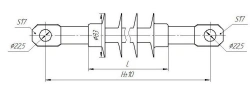 Tension rod insulator with ribbed sheath made of organosilicon rubber NSPKr 120-25/1,5I