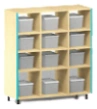 Cloakroom shoe rack with plastic drawers (12 drawers)
