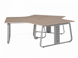 Workstation for 3 seats (straight corners) with brackets for screens JNO504 (120 cm), Art. No. JNO115