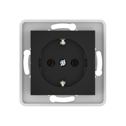 CADUCEUS ALING PRESTIGE Flush-mounted socket with earthing switch without cover with plastic base 16A, 250V~, black (soft tou