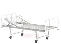 KF0-01-"MSK" (MSK-101) - General hospital bed with headrest, on wheels, metal backrests, bed - steel mesh, mechanical