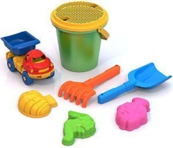 Sand set ? 64 (3 moulds "Sea mix", dump truck "Baby", bucket, rake, sieve, scoop)