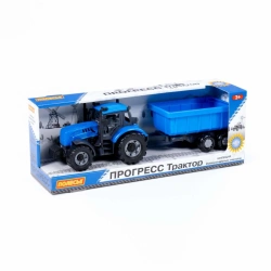 Tractor "Progress" with inertial trailer (blue) (in a box), Article No. 91277