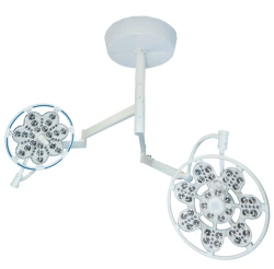 Surgical ceiling luminaire with emergency power supply adjustable two-unit luminaire for low ceilings "EMALED 500/300 LT NP"