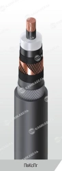 Power cable with copper core insulated with cross-linked polyethylene for voltage 64/110 and 127/220 kV of PvKsPg grade