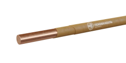 Round or rectangular copper wire with thickened insulation of glass fibre filaments, overlaid in two layers, with gluing and imp