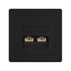 CADUCEUS ALING PRESTIGE Flush-mounted double telephone socket 2xRJ12 6P4C, black (soft touch), art. 613.?1?1?1