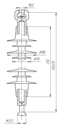 Suspension rod insulator with ribbed sheath made of organosilicon rubber PSPKr 120-25/0,95-K-GP