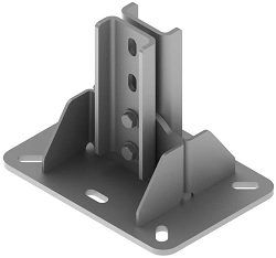 Double profile hinged crossbeam BSUS 85D, with overall dimensions 270x190x205 mm, metal thickness 8,0 mm, stainless steel, hot-d