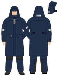 Men's mackintosh for protection against thermal risks of electric arc, water, unfavourable weather conditions, general productio