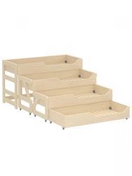 Children's four-drawer pull-out bed 1200 / colourless lacquer