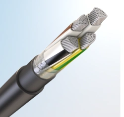 Power cable with plastic insulation for rated voltage 0,66 and 1 kV, alternating current frequency 50 Hz, AVVGE