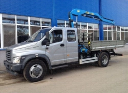 Flatbed flatbed, type 47122, modification 47122F with CMU manufactured by INMAN JSC on the basis of GAZ C42R36 chassis.