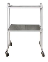 Procedure and manipulation table made of metal frame with glass shelves on wheeled supports (mobile), to be equipped with the fo